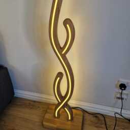 Oak Wooden Floor Led Lamp - Modern Minimalist Standing Scandinavian Corner Light Handmade Lighting - thumbnail 3