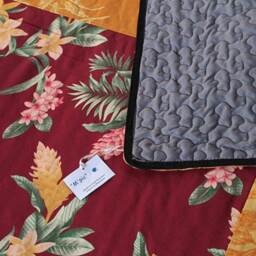 Covers Bed in Red & Yellow Assembled Fabrics , Decorated With Daffodils, Quilted, For 160 By 200 - thumbnail 4