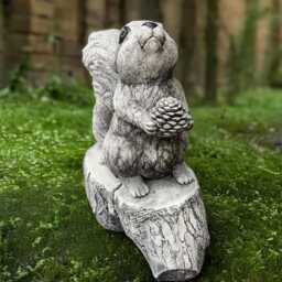 Concrete Charming Squirrel Sculpture Stone Woodland With Pinecone Figurine Outdoor Bumpy Decoration Nature Lover Gift Yard Art - thumbnail 4