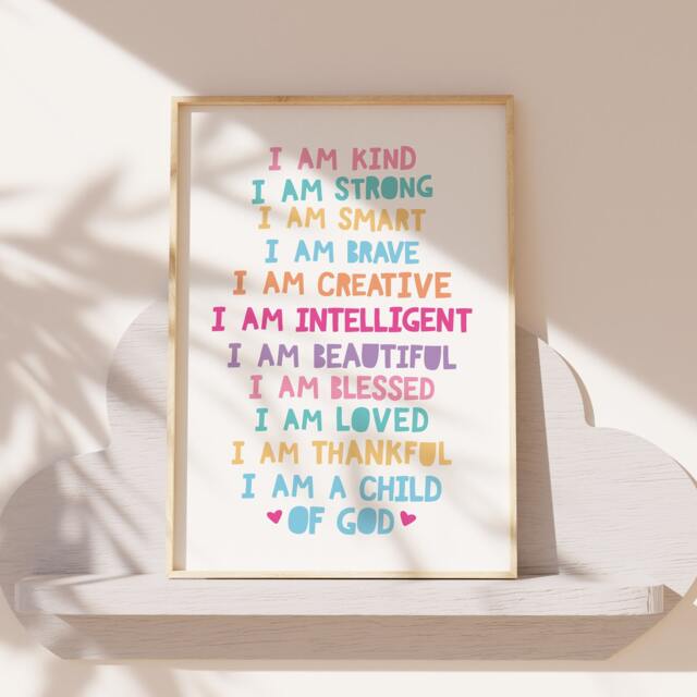 I Am A Child Of God, Girls Affirmation Print, Bedroom Decor, Christian Wall Art, Motivational Prints, Teens, Nursery Playroom - image 1