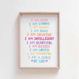I Am A Child Of God, Girls Affirmation Print, Bedroom Decor, Christian Wall Art, Motivational Prints, Teens, Nursery Playroom - thumbnail 2