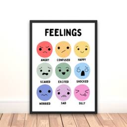 Feelings Print - Kids Educational Wall Art Children's Bedroom Playroom Emotions Affirmations Rainbow Toddler Decor - thumbnail 3