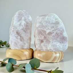 Rose Quartz Crystal Lamp - 1.4Kg-1.8Kg On Wooden Stand, E14 Led Bulb & Mains Plug - thumbnail 4