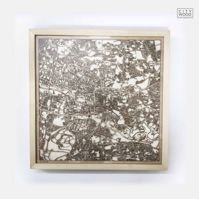 Glasgow Wooden Street Map - Laser Cut Minimalist Framed Wall Art - image 1