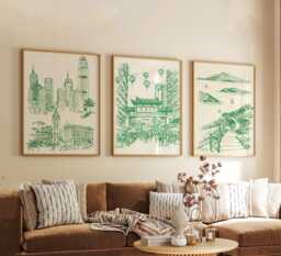 Set Of 3 Hong Kong Posters, Asia City Wall Art, Skyline Print Set, Modern Travel Artwork, Urban Home Decor, Night Cityscape Style - thumbnail 1