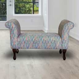 Rainbow Leaf Window Seat - Funky Abstract Accent Bench Handmade in Britain