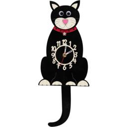 Black Cat Personalised Wooden Pendulum Children's Clock - thumbnail 2