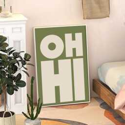 Green Oh Hi Quote Poster, Trendy Wall Art, Typography Aesthetic Decor, Retro Home Printed Gift - thumbnail 3