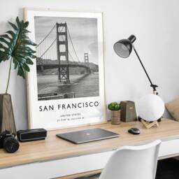 Golden Gate Bridge Photo Print San Francisco Black & White Travel Wall Art - thumbnail 3