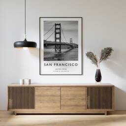 Golden Gate Bridge Photo Print San Francisco Black & White Travel Wall Art - thumbnail 1