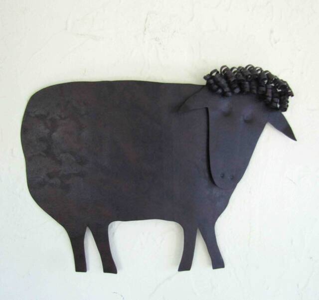 Recycled Metal Sheep Wall Decor Folk Art Barnyard Animal - 10x13 - image 1