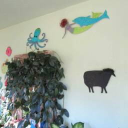 Recycled Metal Sheep Wall Decor Folk Art Barnyard Animal - 10x13 - thumbnail 3