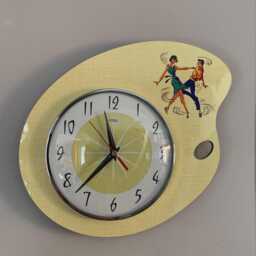 Mid Century Jadeite Green Atomic Wall Clock Rockabilly Dancers - thumbnail 4