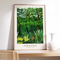 Rousseau Rainforest Lion Wall Decor, Wild Animal Poster, Exotic Jungle Art Canvas, Nature Painting, Botanical Exhibition Print, Digital - thumbnail 3
