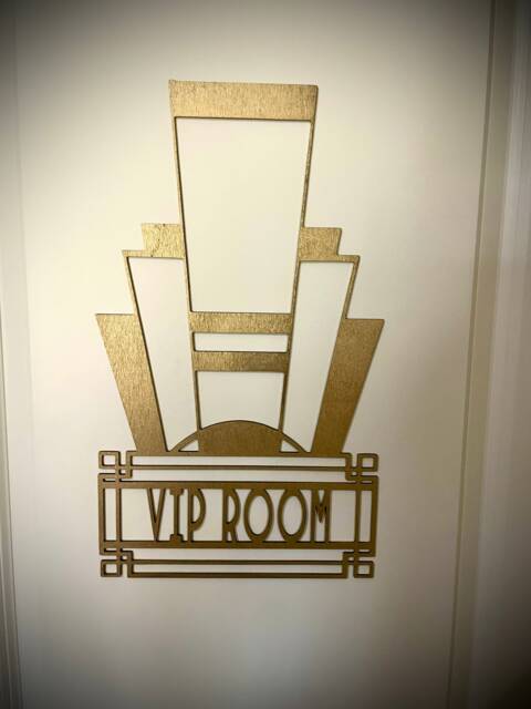 Boho Modern Frank Lloyd Wright-Inspired Art Deco Gatsby Marquee Vip Room Sign in Bright Gold Or 14 Other Finishes, Decor Wall Art Original - image 1