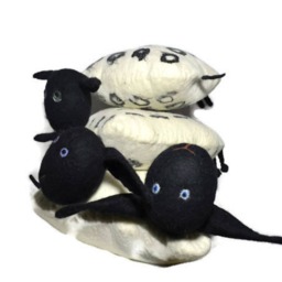 Felted Wool Sheep Pillow, Natural Home Decor - thumbnail 2