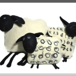 Felted Wool Sheep Pillow, Natural Home Decor - thumbnail 3