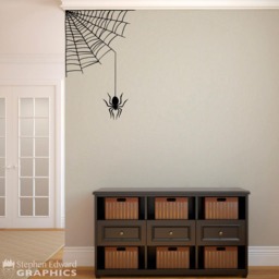 Spiderweb Decal - Halloween Decor Spider Wall Art - thumbnail 1