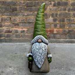 Holiday Gnome Sculpture Christmas Cement Dwarf Statue Outdoor Stone Elf Figurine Handmade Ornament Concrete Yard Decor Xmas Gift - thumbnail 4