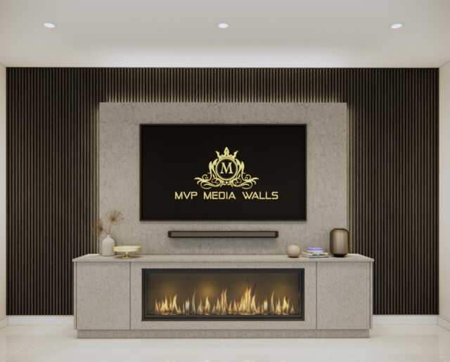 Media Wall Package - 2M Unit 40' Electric Fire Tv Panel Acoustic Panels - image 1