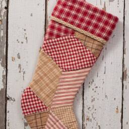 Vintage Quilt Christmas Stocking Farmhouse Star Patchwork - thumbnail 3
