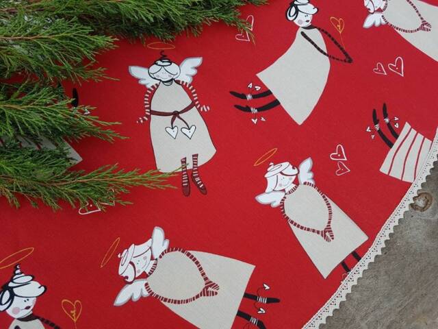 Christmas Tree Skirt Decor Holiday Scandinavian Gift Ornament Angel Swedish Nordic - image 1