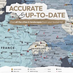 Framed Europe Travel Map With Pins - Modern Push Pin Wall Art - thumbnail 3