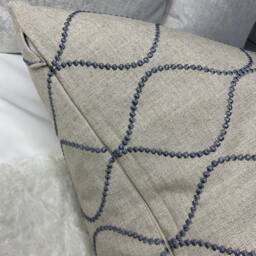 Elegant Ogee Embroidered Cushion Cover Blue-Grey John Lewis Ellewood Knot Fabric Throw Pillow Cover - thumbnail 2