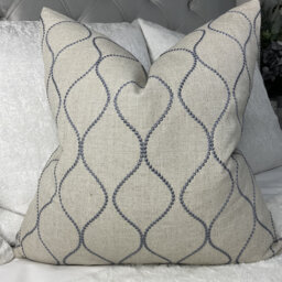 Elegant Ogee Embroidered Cushion Cover Blue-Grey John Lewis Ellewood Knot Fabric Throw Pillow Cover - thumbnail 1