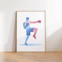 Kickboxing Print Set - 3 Posters - Mens Boxing Artwork Boy Sport Wall Art Gym Decor Instructor Teacher Gift Watercolour - thumbnail 3