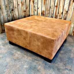 Handmade Genuine Leather Ottoman, Tan Pouf, Ottoman Coffee Table, Chair Footstool - Free Shipping Fo