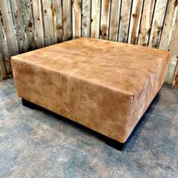 Handmade Genuine Leather Ottoman, Tan Pouf, Ottoman Coffee Table, Chair Footstool - Free Shipping Fo - thumbnail 3