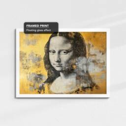 Mona Lisa Gold Abstract Oil Painting Framed Poster Print & Canvas Wall Decor Art Bedroom Home Interior Gift - thumbnail 3