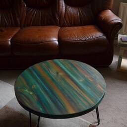 Multi Coloured Old Boat Wood Style Nautical Coastal Coffee Table 60 cm Diameter With 3 Sleek 16 - thumbnail 3