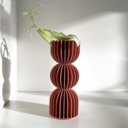 Terracotta Japandi Minimalist Flower Vase/Modern Bauhaus Bud Vase 3D Printed - thumbnail 2
