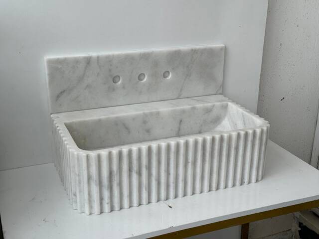 Carrara White Marble Sink Rectangular Vanity Basin - image 1