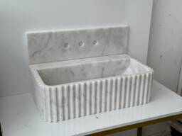 Carrara White Marble Sink Rectangular Vanity Basin - thumbnail 1
