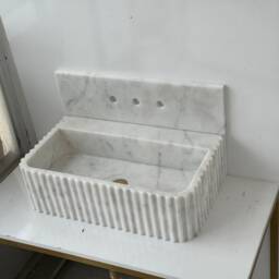 Carrara White Marble Sink Rectangular Vanity Basin - thumbnail 3