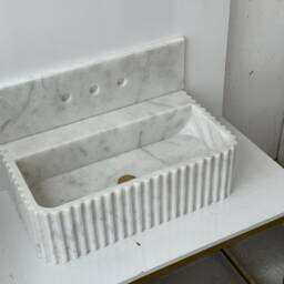 Carrara White Marble Sink Rectangular Vanity Basin - thumbnail 2