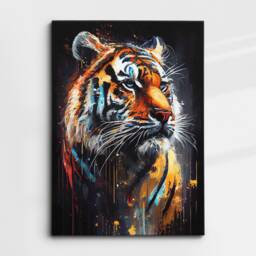 Tiger Head Animal Abstract Oil Painting Splatter King Jungle Style Wall Art Framed Canvas Poster Print, Home Office Room Decor Gifts - thumbnail 3