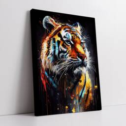 Tiger Head Animal Abstract Oil Painting Splatter King Jungle Style Wall Art Framed Canvas Poster Print, Home Office Room Decor Gifts - thumbnail 2