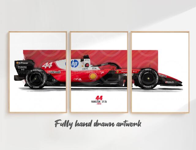 Ferrari 2026 Sf-26 F1 Poster Set Leclerc & Hamilton Art Print, Hand Drawn - image 1