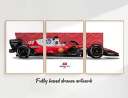 Ferrari 2026 Sf-26 F1 Poster Set Leclerc & Hamilton Art Print, Hand Drawn - thumbnail 1
