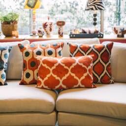 Silk Velvet Ikat Pillow Cover - Coral Covers - thumbnail 3