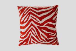 Silk Velvet Ikat Pillow Cover - Coral Covers - thumbnail 1