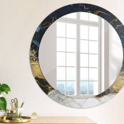 Blue Marble, Gold, Round Mirror Frame, Decorative Mirror, Frame Print, Unique Wall - thumbnail 3