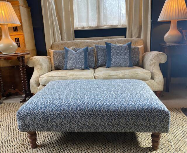 Linwood Polka Ottoman Coffee Table Roll Top, Deep Cushion, Made To Order - image 1