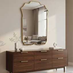 Wavy Mirror - Chateau Brass Mirror, Vanity Wall Mirrors - thumbnail 3