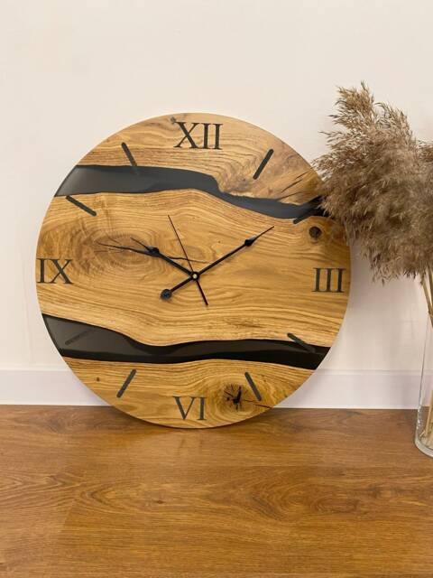 Wood Epoxy Resin Clock, Rectangle Modern Wall Cool Designer Clocks, Oversized Art - image 1