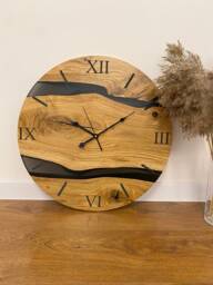 Wood Epoxy Resin Clock, Rectangle Modern Wall Cool Designer Clocks, Oversized Art